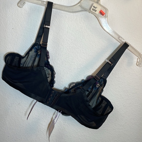 Savage X Fenty Wallflower Unlined Balconette Bra blk Caviar Deco Embroidery 44DD - Picture 4 of 11